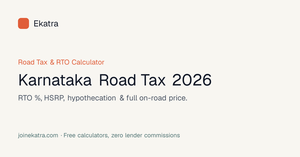 Karnataka Road Tax Calculator 2026 — RTO & On-Road Registration Charges ...