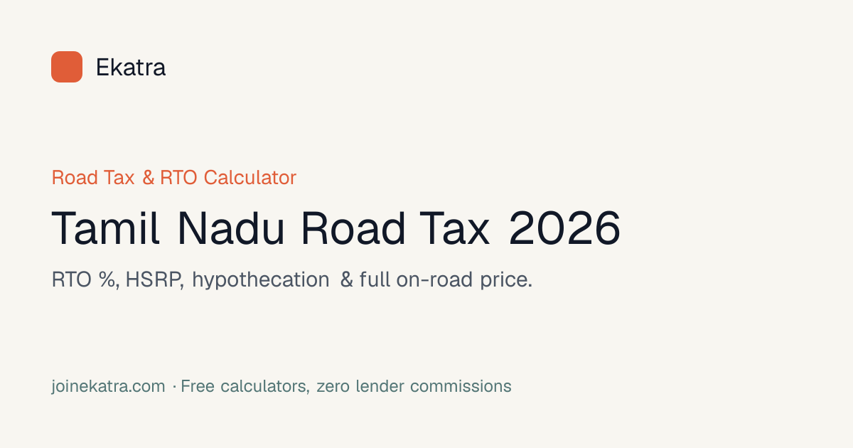 Tamil Nadu Road Tax Calculator 2026 — TN RTO & On-Road Cost in Seconds ...