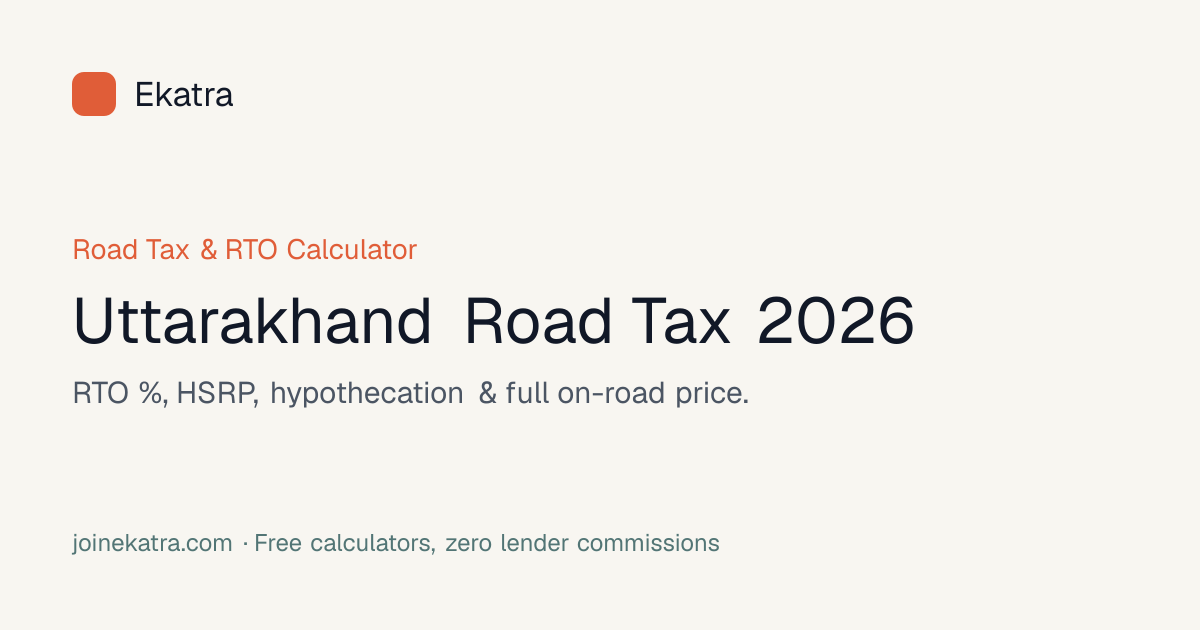 Uttarakhand Road Tax Calculator 2026 — RTO & On-Road Registration ...