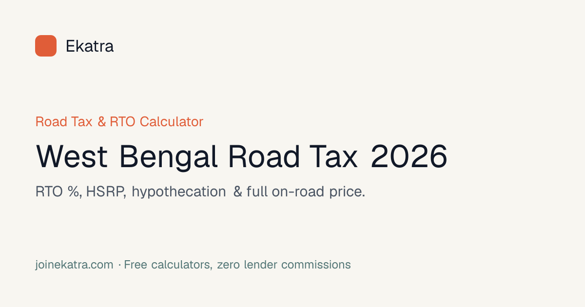 West Bengal Road Tax Calculator 2026 — RTO & On-Road Registration ...
